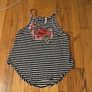 Striped Halter Tank with Flowers